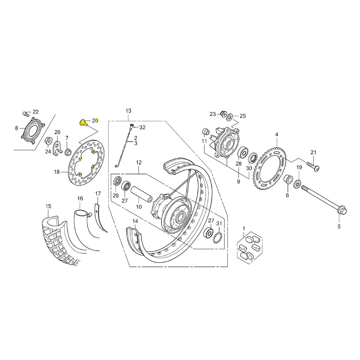 Kit parafusos disco freio traseiro XRE300 XRE190 NXR160 Bros NX400 Falcon M8x22 - Imagem 3