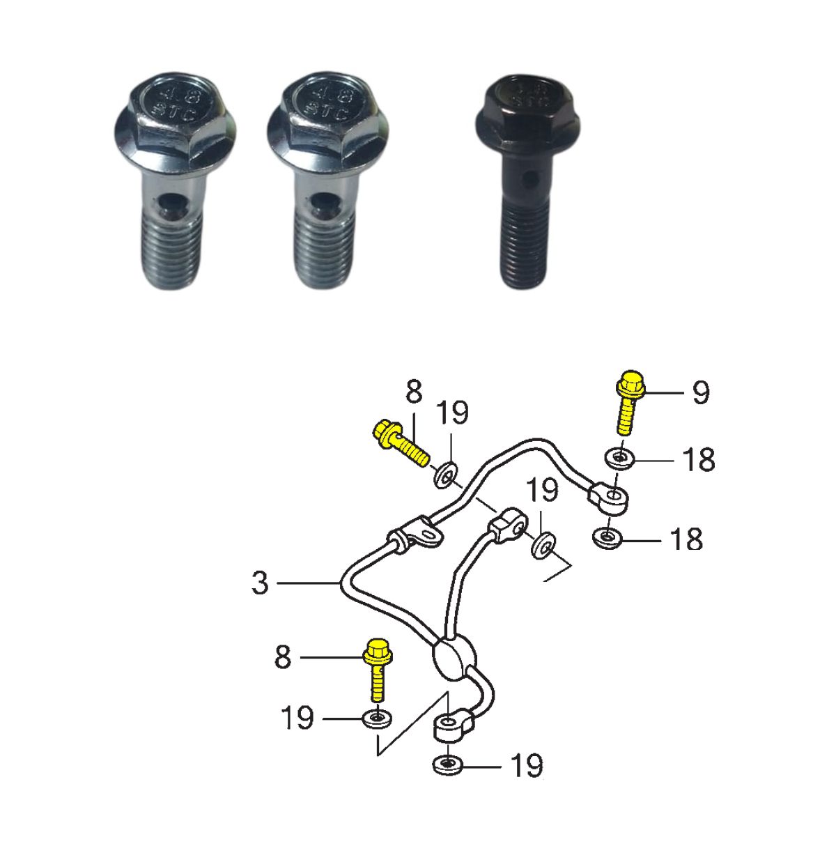 Kit parafusos tubo duto de óleo tampa lateral CBX250 Twister XR250 Tornado CB300 XRE300 (com furo) parafuso do retorno - Imagem 2