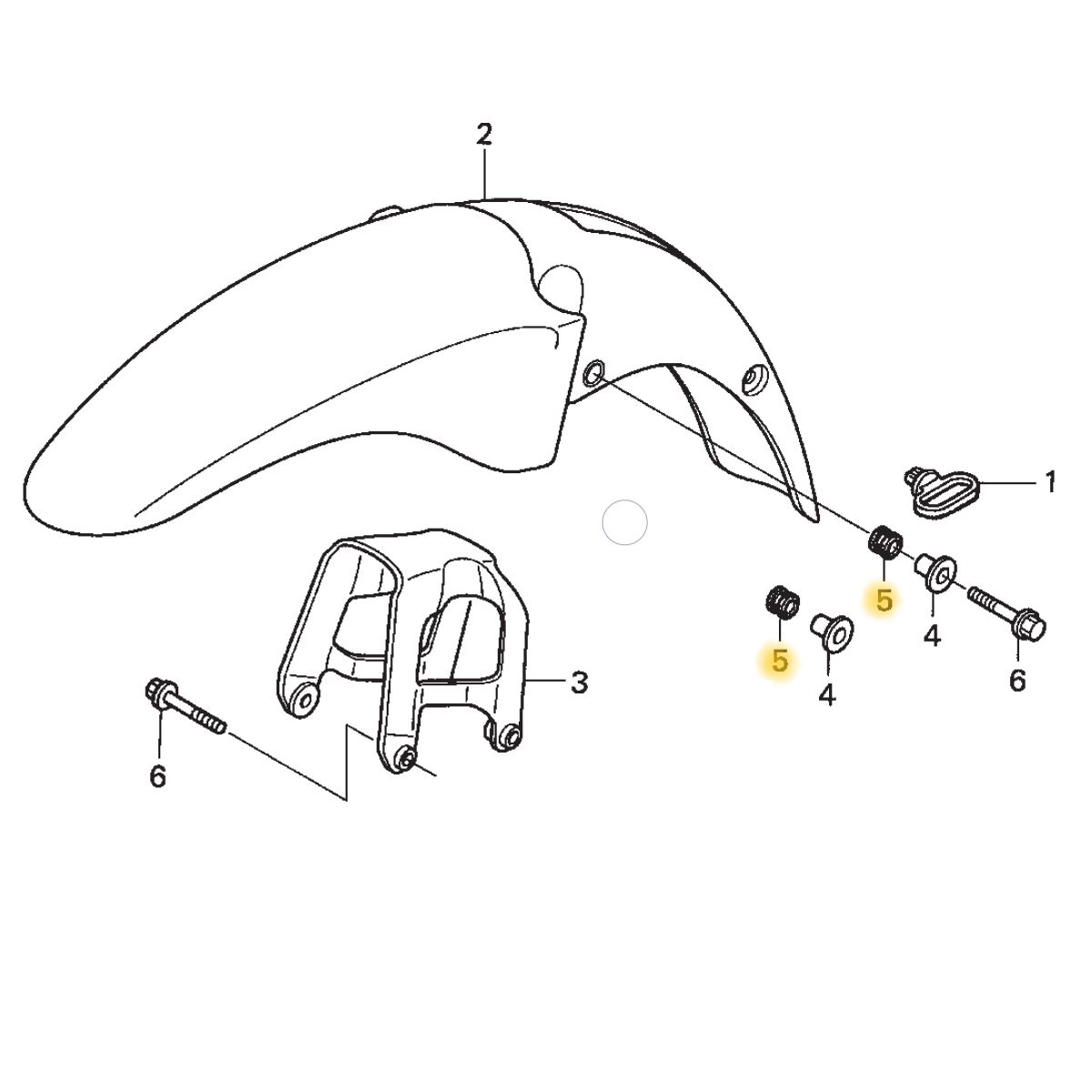 Kit 4 coxim parafusos inox buchas fixação paralama dianteiro CG125 CG150 CG160 Fan Titan CBX250 CB250F Twister CB300 - Imagem 6