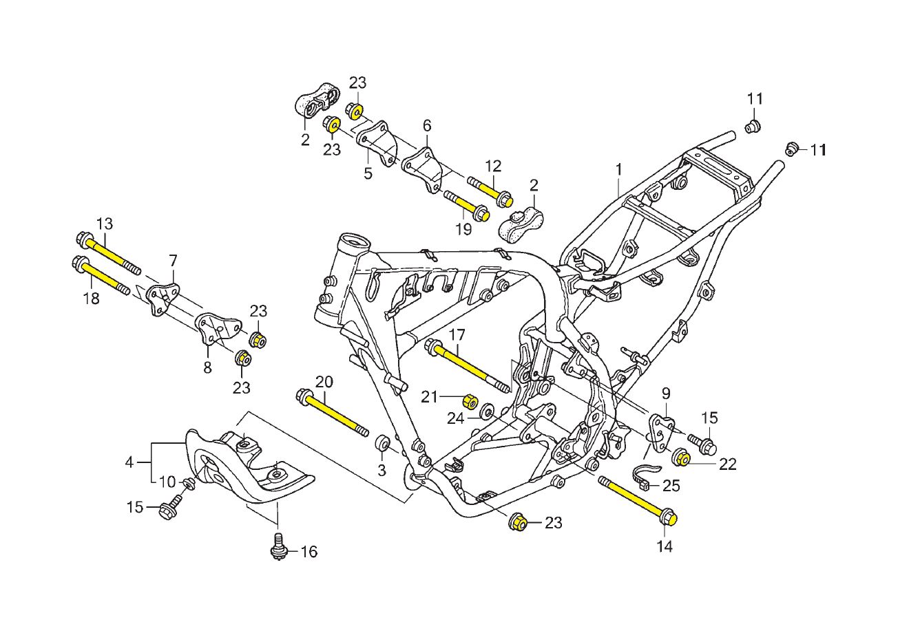 Kit parafusos inox suporte motor CRF230 CRF230F 2007 a 2020 Honda Fixação motor Chassi - Imagem 2