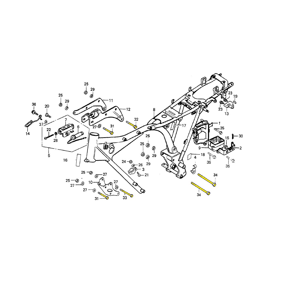 Kit parafusos inox suporte motor CG125 1977 a 1988 ML125 Turuna125 CG Bolinha Honda Fixação motor Chassi - Imagem 2