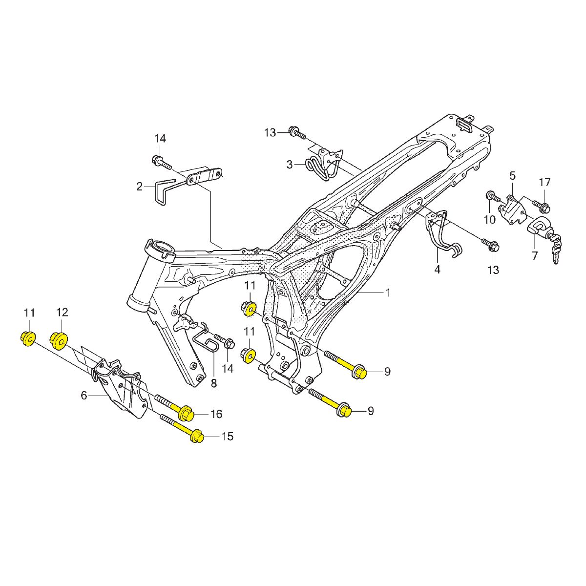 Kit parafusos inox suporte motor CG160 Fan Titan Start 2016 em diante Honda Fixação motor Chassi - Imagem 2